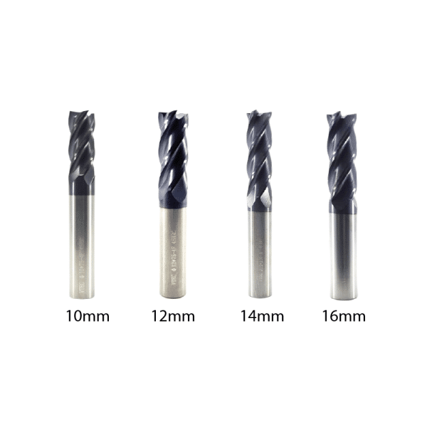 HX45 4 Flute Square Carbide End Mill Set (10mm–16mm)
