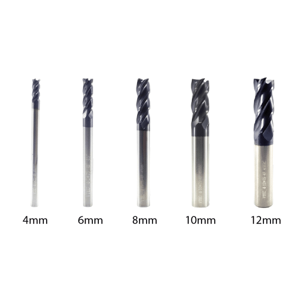 HX45 4 Flute Square Carbide End Mill Set (4mm–12mm)