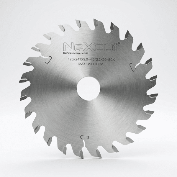 NexCut TCT Solid Scoring Saw Blade – 120 × 22mm – 24T (Wood)