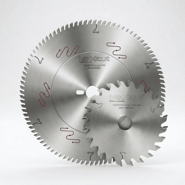 NexCut Panel Saw Solid Scoring Blade Set – 300 × 96T + 120 × 22mm – 24T